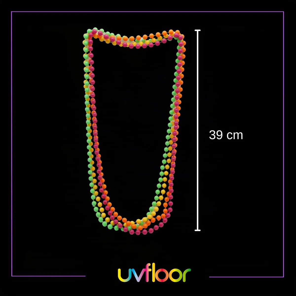UV FLOOR - Neon Fluo Perlenketten 4er Set - Spezial Schwarzlicht Und Ultraviolett - Knallig - Fluoreszierendes Zubehör