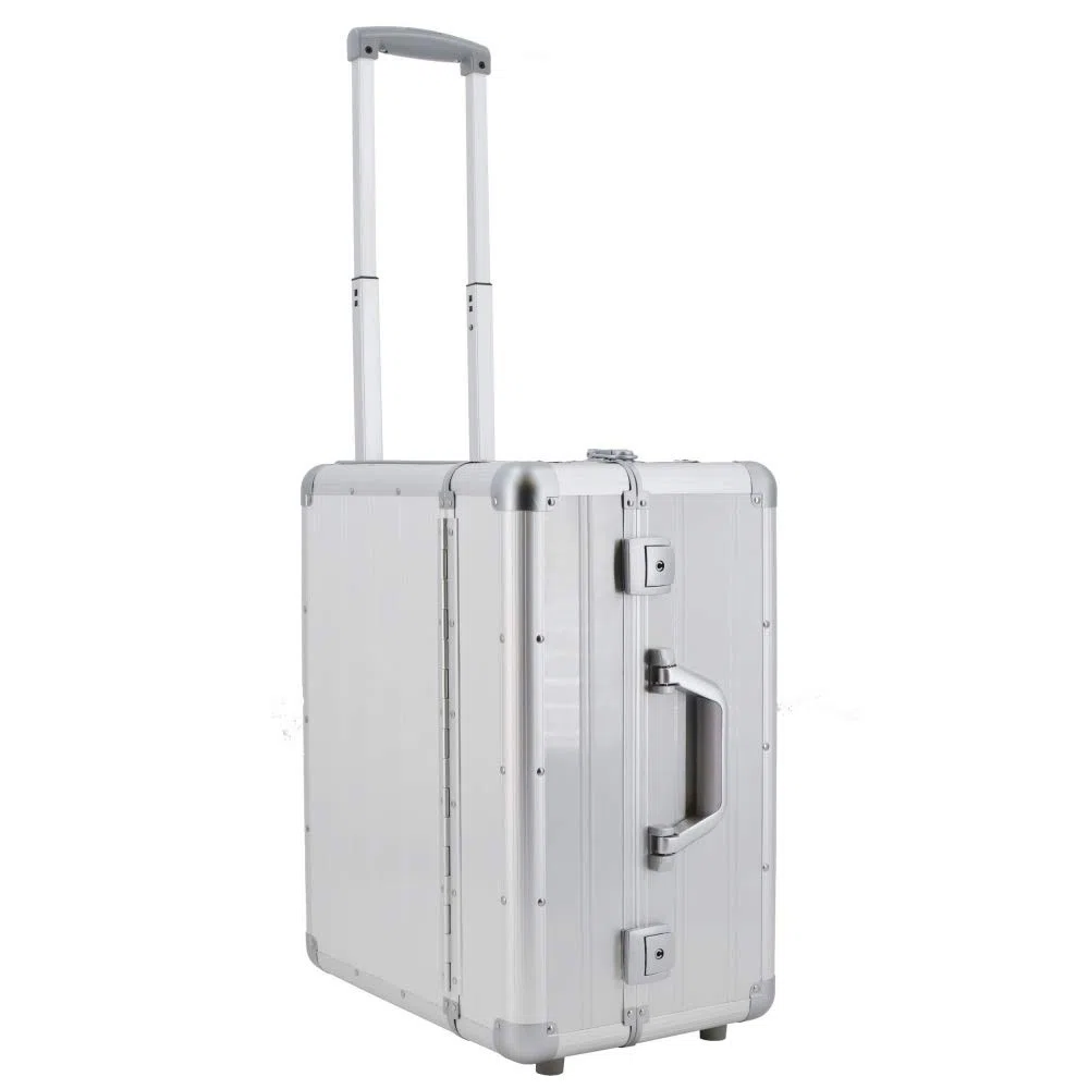 XXL Pilotenkoffer mit Rollen mit Trolley von SONOVO aus Aluminium in Silber 45165 | Alukoffer, Aktenkoffer, Businesskoffer | Für den täglichen Geschäftseinsatz, für Kundentermine und Messebesuche