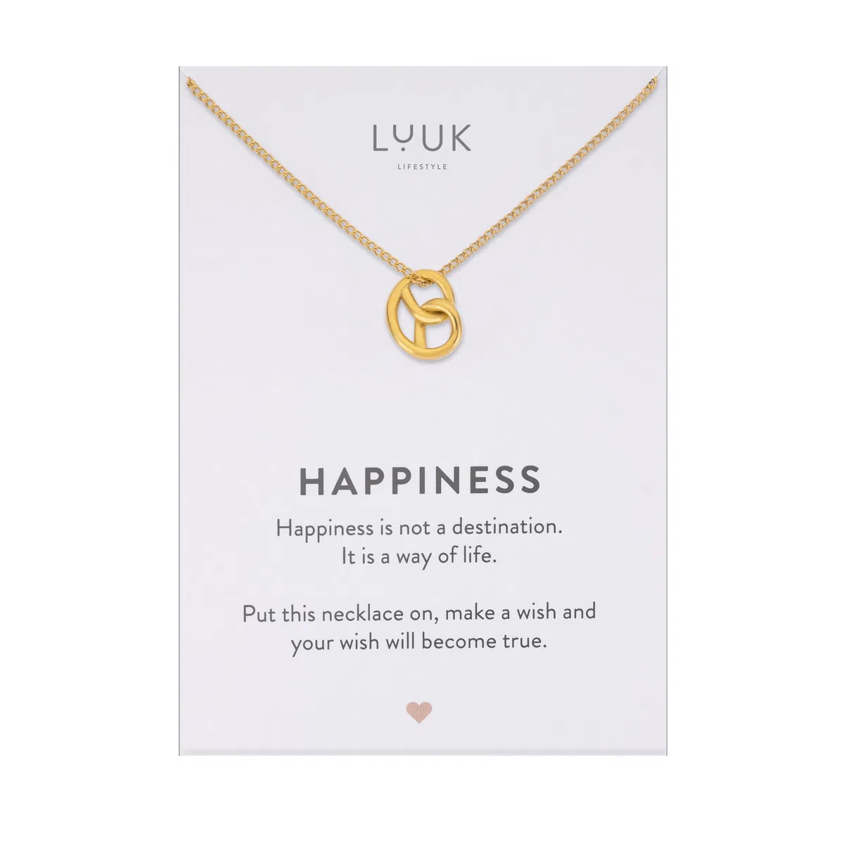 LUUK LIFESTYLE Edelstahl Halskette mit Anhänger in Silber, 50cm verstellbar, wasserfest, filigranes Schmuckgeschenk für verlobte, Freundin, Mutter, mit HAPPINESS Spruchkarte, Weihnachten, Valentinstag
