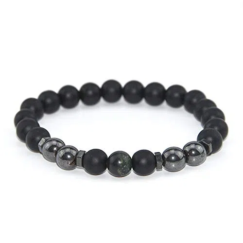 Stein-Armband, Naturstein-Perlen-Armband, klassische Mode, elastische mattschwarze Perlen, magnetisches Armband, Armbänder, personalisierte Kleidungsaccessoires