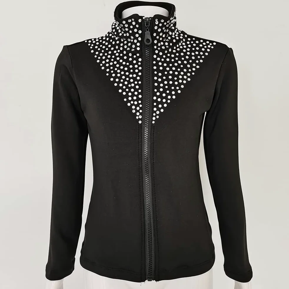 LIUHUO Eiskunstlaufjacke mit Diamanten, zweifarbig, Mädchen-Trainingskleidung