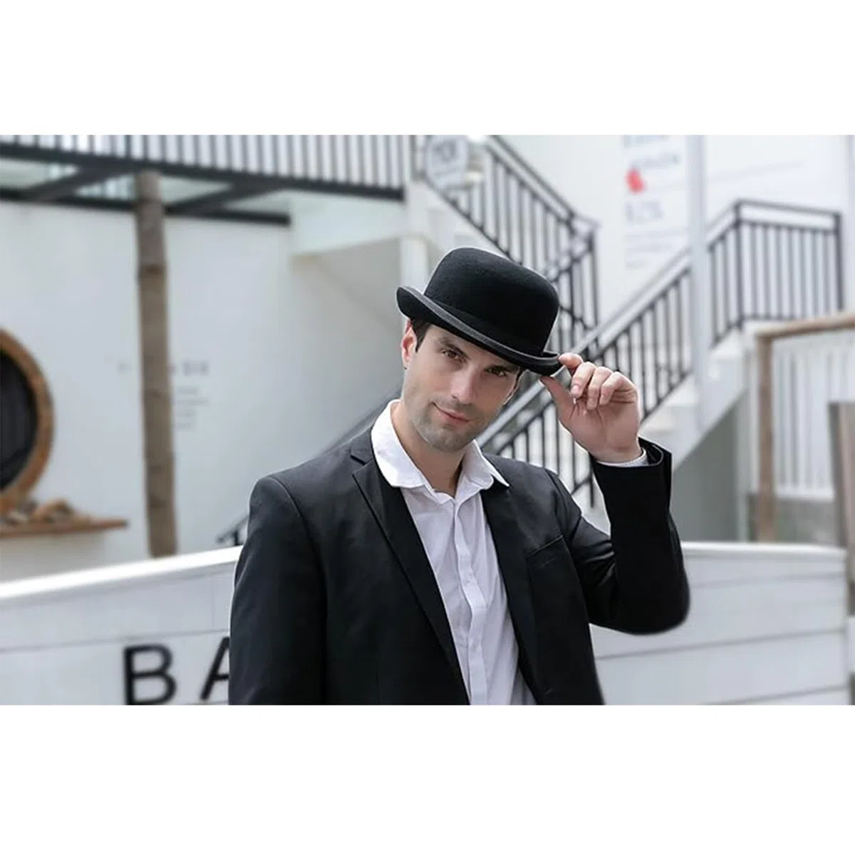 GEMVIE Schwarzer Derbyhut aus 100% Wolle, Theaterqualität, Hut, Bowler-Hut für Herren und Damen, Vintage-Kostüme