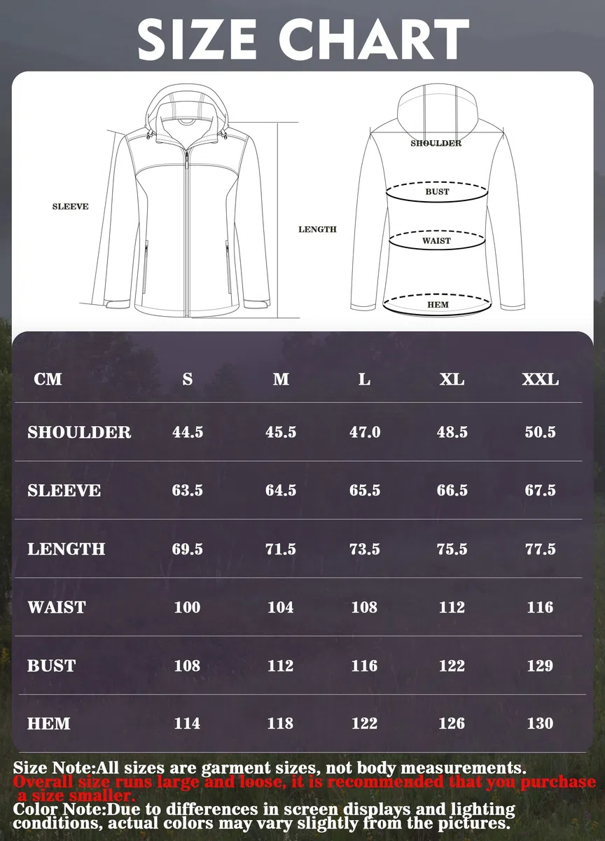 ATLASLAVA Damen Softshelljacke Wasserdichte Atmungsaktive Leichte Fleece Kapuze Übergangsjacke Laufen Wanderjacke S-XXL
