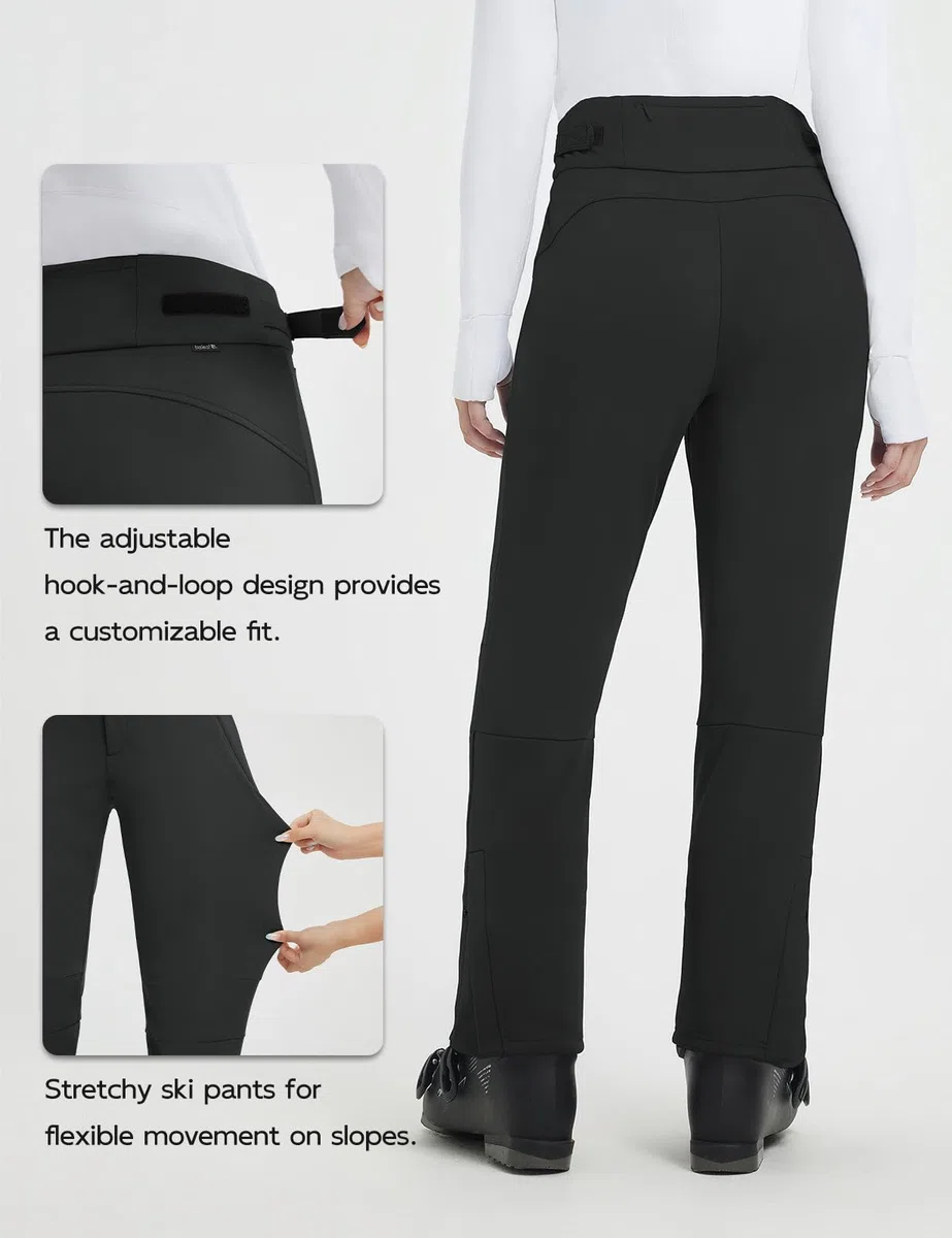 baleaf Skihose Damen Wasserdicht Softshellhose Gefüttert Thermohose Winter Warm Outdoorhose Snowboardhose Skifahren mit Taschens