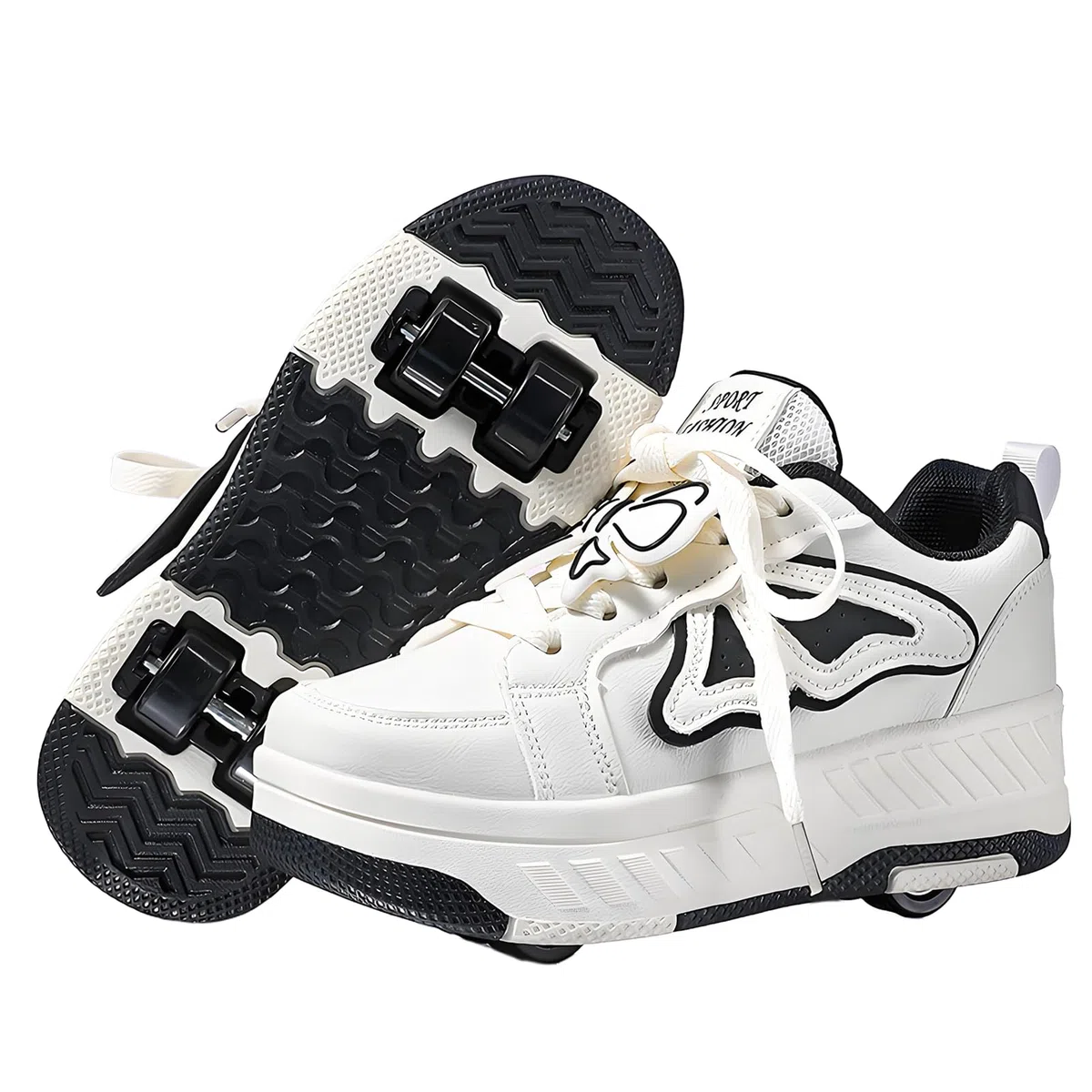 Rollschuhe Schuhe Mädchen Jungen mit Rollen Skateboardschuhe, Verstellbar Jugend Schuhe mit Rollen, Turnschuhe mit Rollen für Kinder 32-40