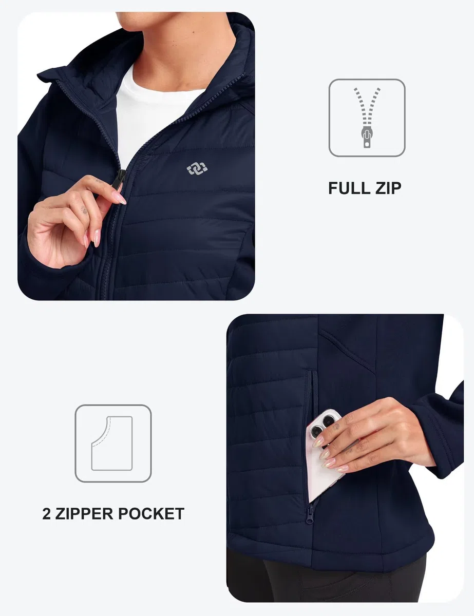 MoFiz Damen Fleecejacke Sportjacke Wanderjacke Outdoorjacke Running Winter Atmungsaktiv Jacke Hybridjacke Freizeitjacke