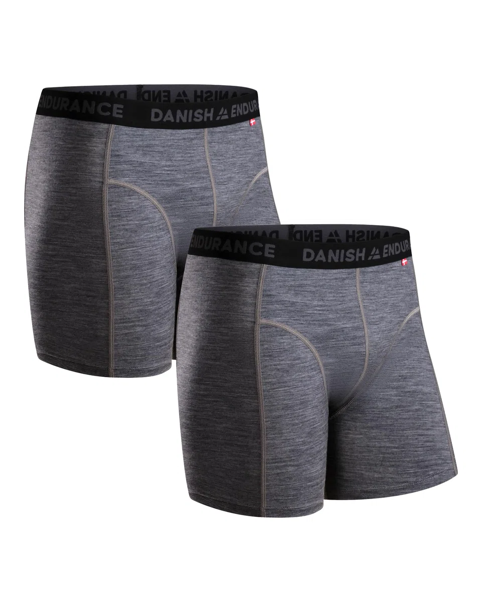 DANISH ENDURANCE Merino Boxershorts Herren (2er Pack), Merino Unterwäsche Herren, Sport & Outdoor, Geruchsfreie Unterhosen Männer, Schweißableitend & Atmungsaktiv, Mit oder ohne Eingriff