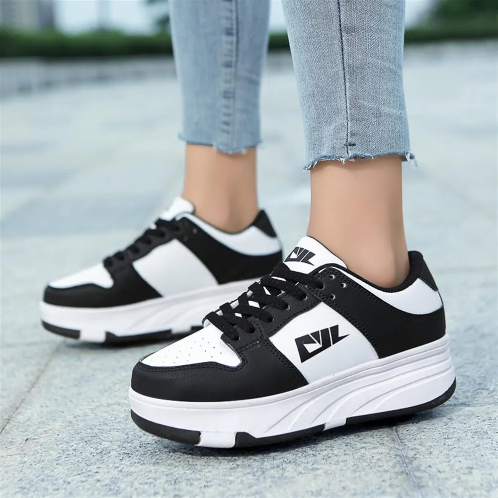 Schuhe mit Rollen für Kinder – 2-in-1 Rollschuhe und Turnschuhe für Jungen & Mädchen, verstellbare Skateboardschuhe