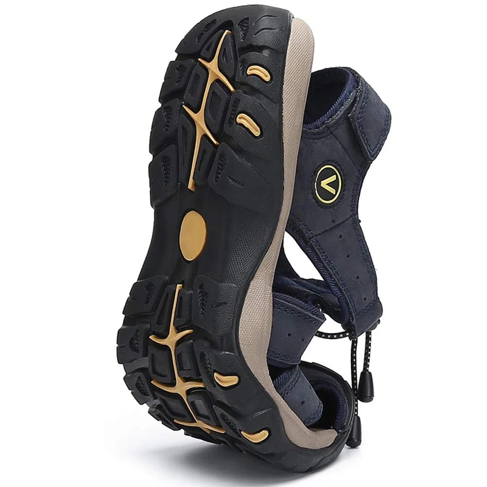 FLARUT Sandalen Herren Outdoorsandalen Sommer Wanderschuhe Trekkingsandalen Leder Strand Wandersandale Laufschuhe Lässige Sneaker Sportsandalen