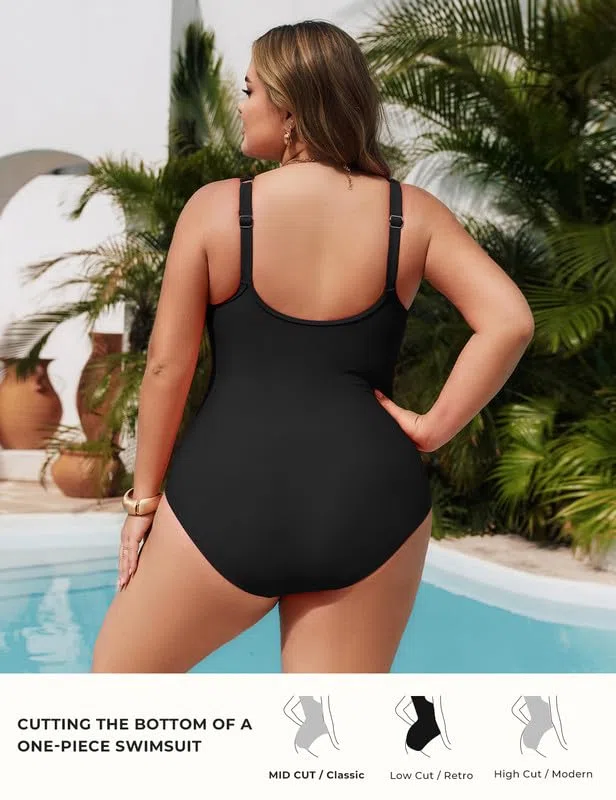 Hanna Nikole Badeanzug Damen Bauchweg Große Größen Push Up Bademode Einteiler Shape Badeanzüge Elegant Badebekleidung Crossover Monokinis Verstellbarer Schwimmanzug Komfortabel Strandmode