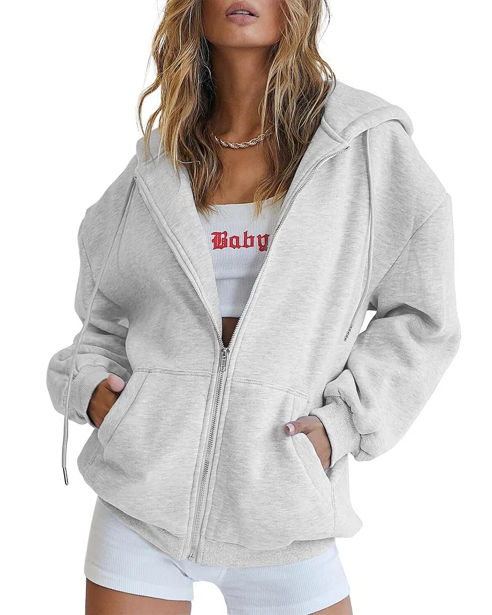 Timuspo Hoodie Damen Sweatjacke 2026 Kapuzenjacke Herbst Winter Lang Sweatshirt Kapuzenpullover Mit Kapuze Reißverschluss Mantel Oversize Pullover