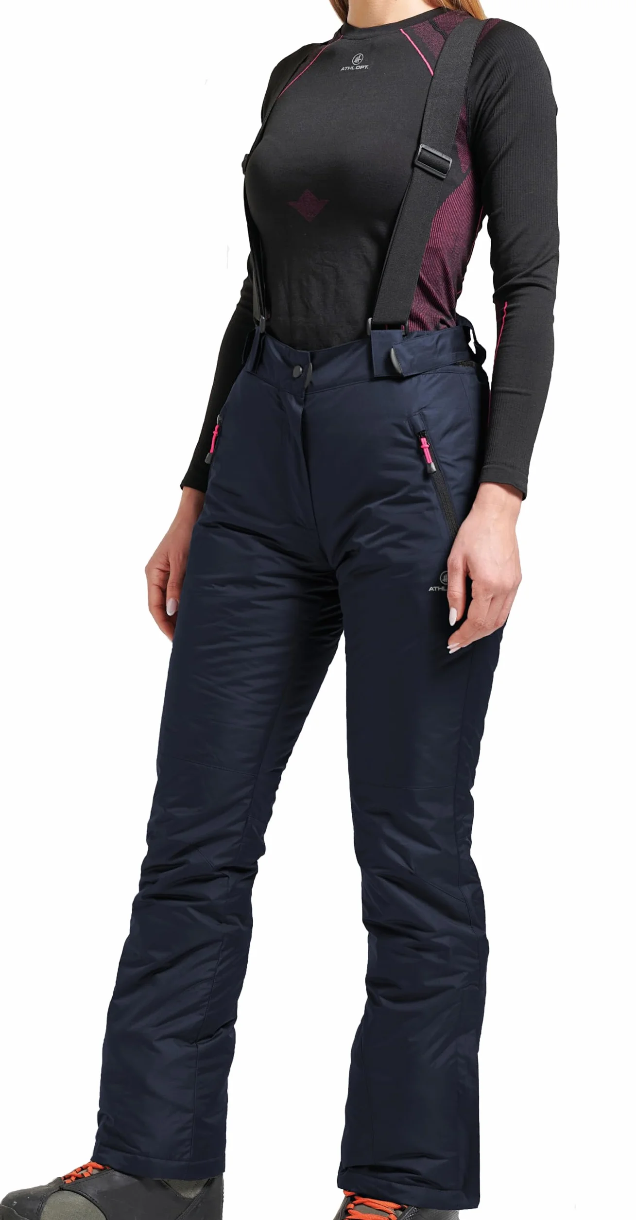 Damen warme Skihose/Snowboardhose/Schneehose wasserdicht 5000mm mit abnehmbaren Hosenträger