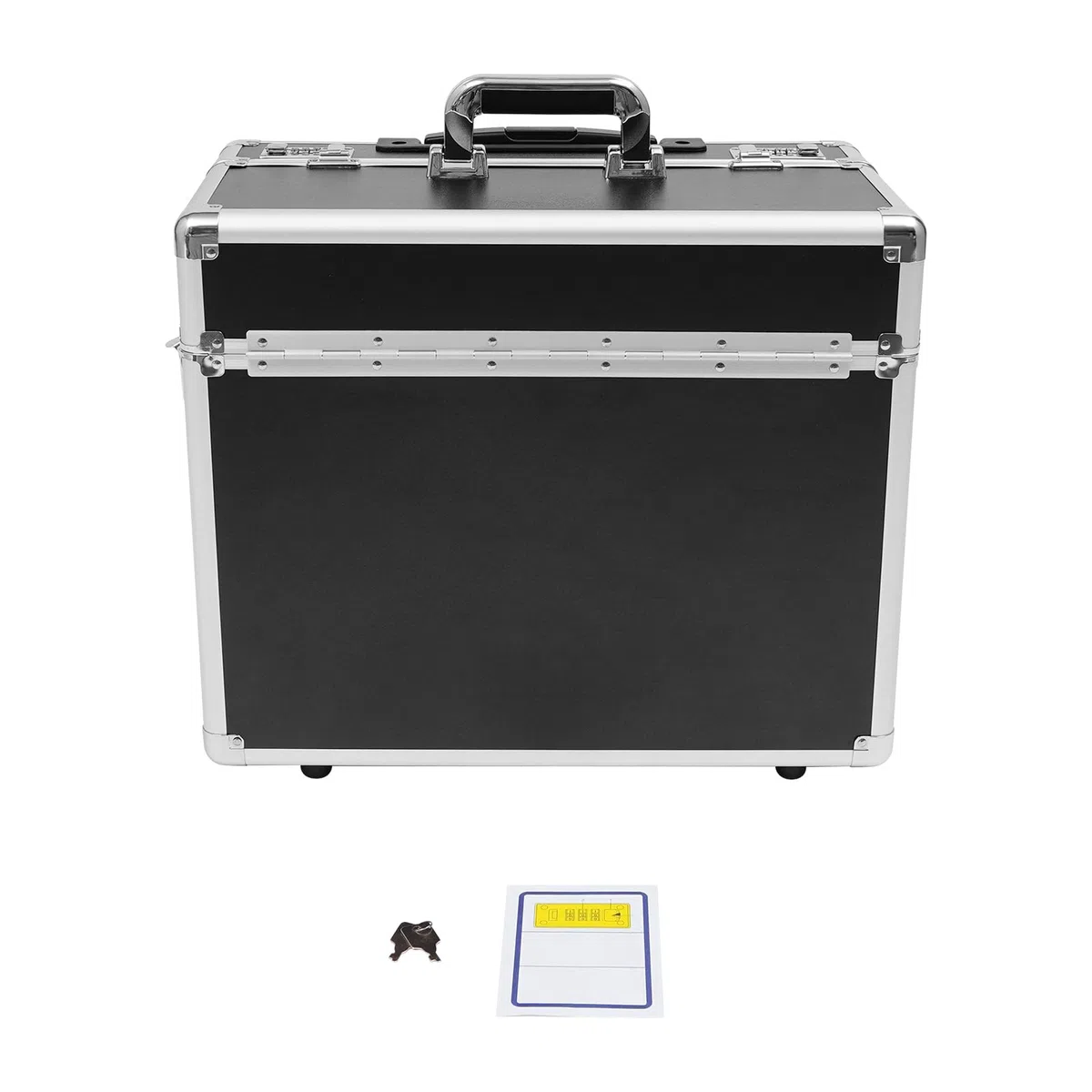 Aktenkoffer Rollbarer Businesstrolley Abschließbarer Aktenbox Pilotenkoffer 48,5 * 23 * 39cm aus Aluminiumlegierung mit Teleskopstange - Schwarz