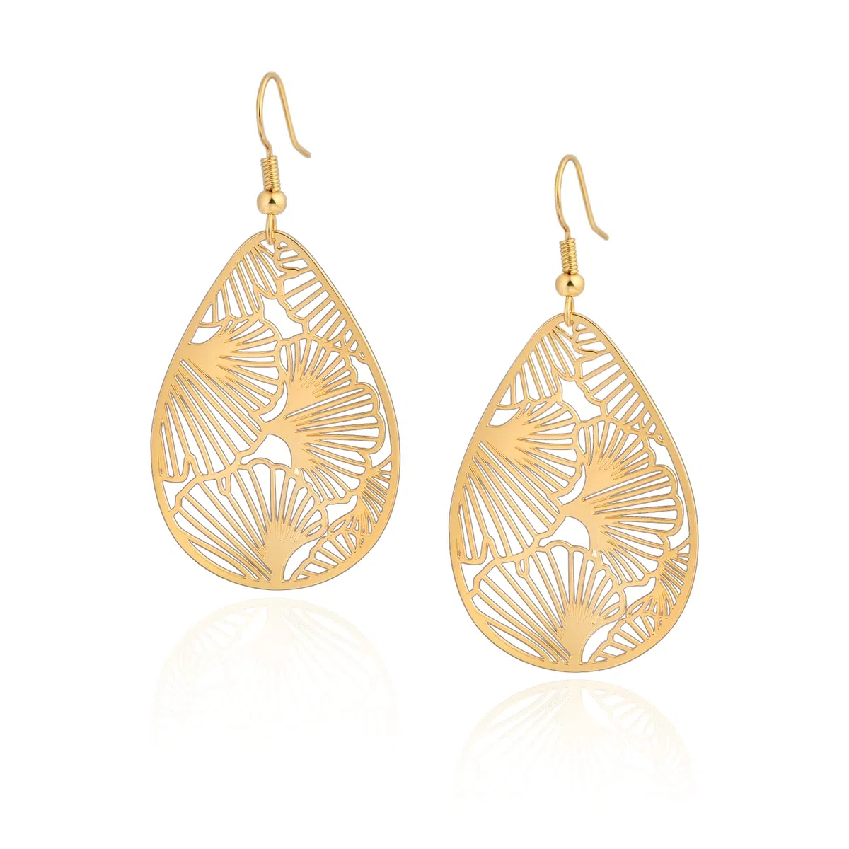 14K Gold vergoldet Blattgold Ohrringe für Frauen, Silber Ohrringe Hängend Damen mit Anhänger Tropfenform, Wassertropfen Schmuck für Geschenk