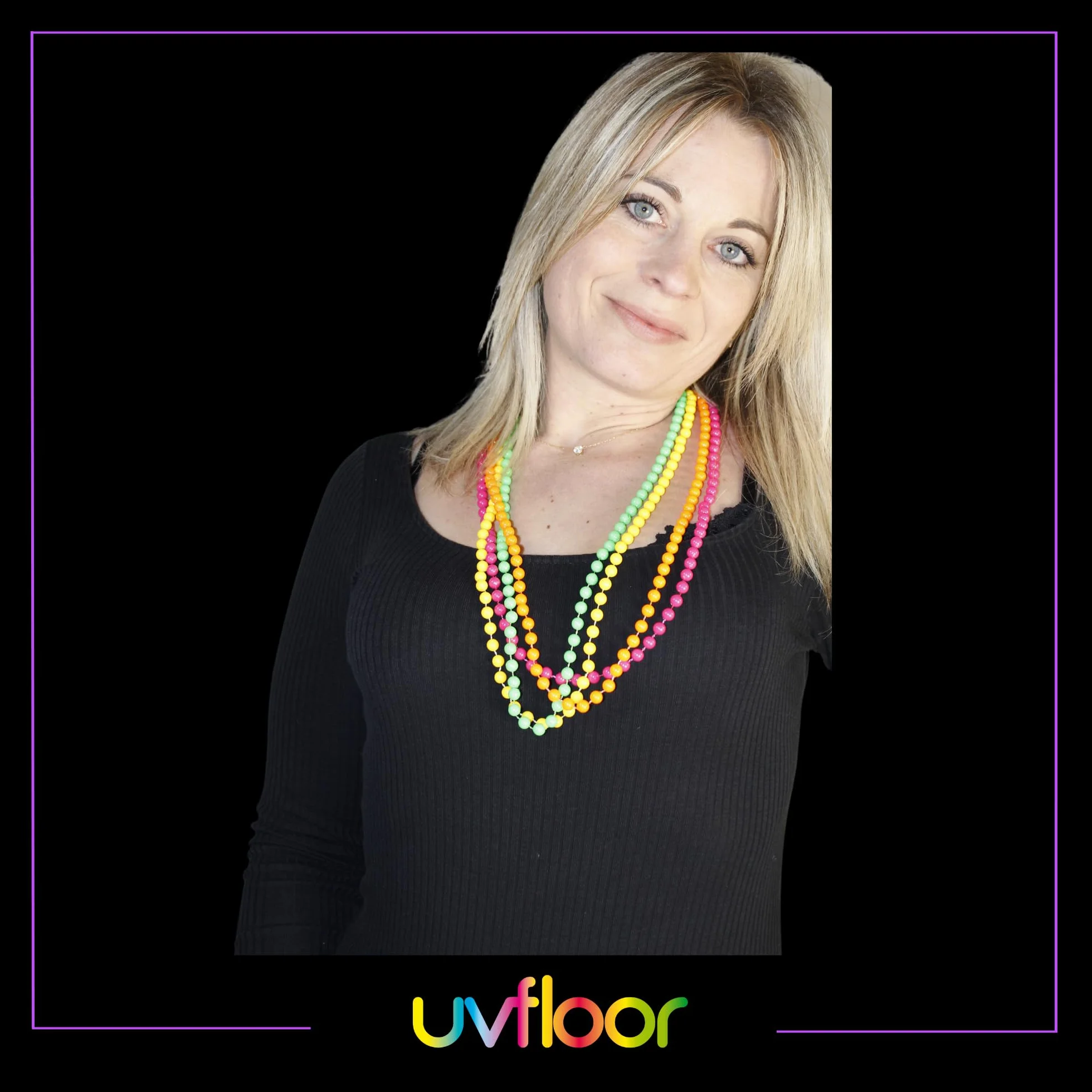 UV FLOOR - Neon Fluo Perlenketten 4er Set - Spezial Schwarzlicht Und Ultraviolett - Knallig - Fluoreszierendes Zubehör
