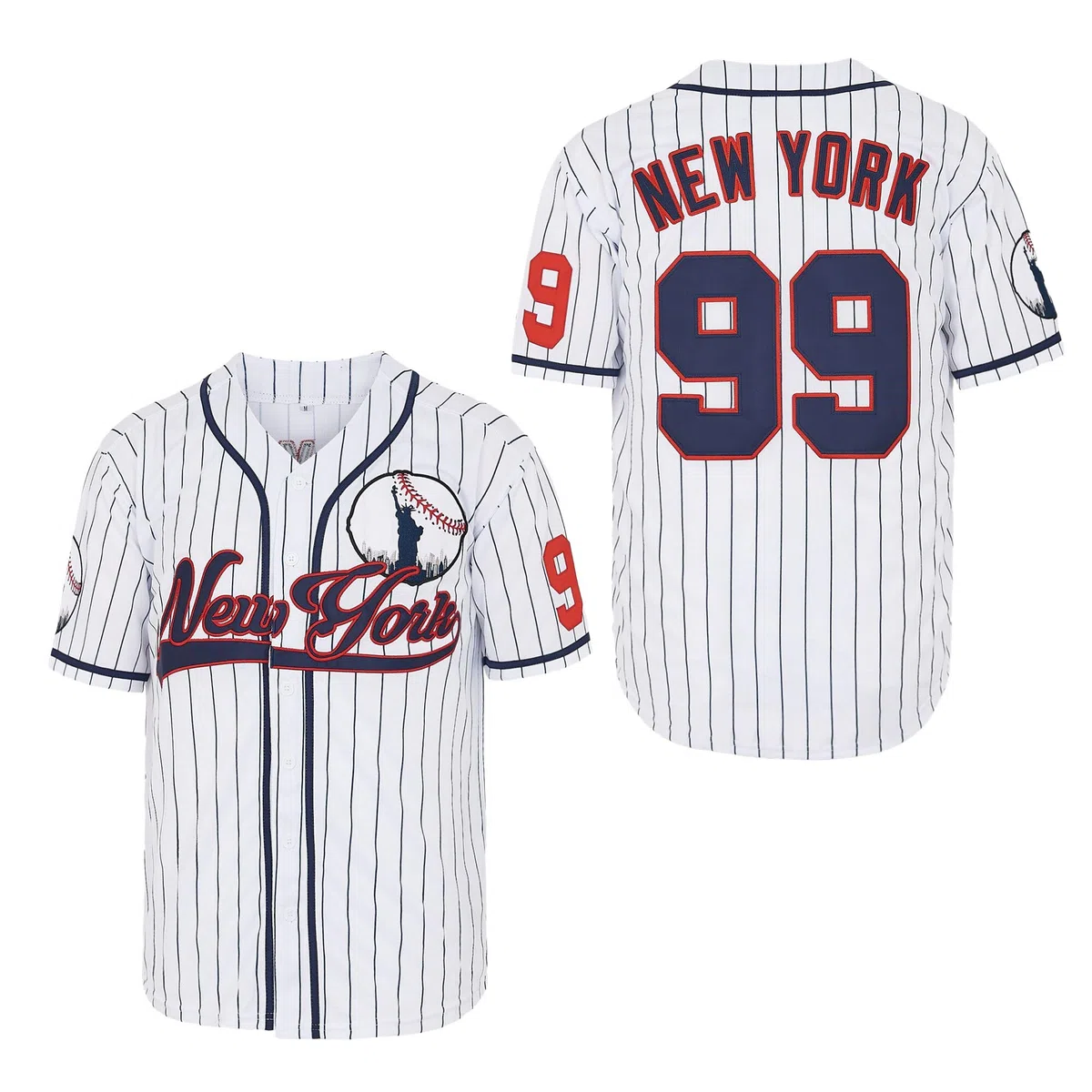 Herren New York 99 Baseball Trikots Shirts Hip Hop Button Down für Party Weihnachten Geschenk genäht