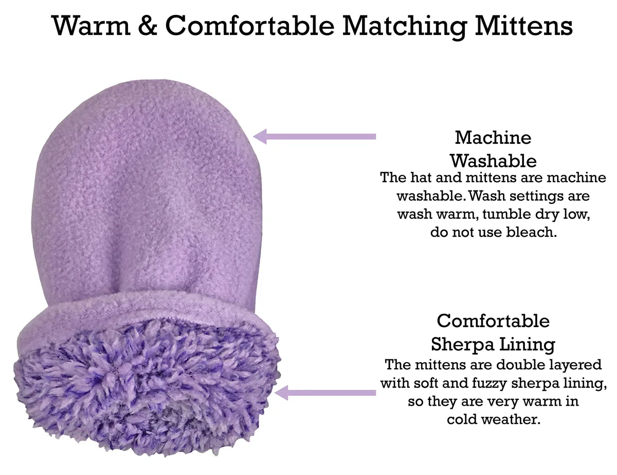N'Ice Caps Girls Soft Sherpa Lined Micro Fleece Pilot Hat and Mitten Set