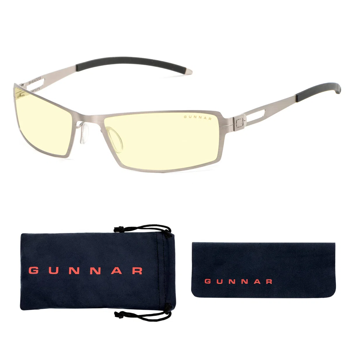 Gunnar Gaming- und Computerbrille - Sheadog, Mercury Rahmen, Amber Linsen - Blaulichtfilter Brille, Premium Blaufilter, UV-Schutz,