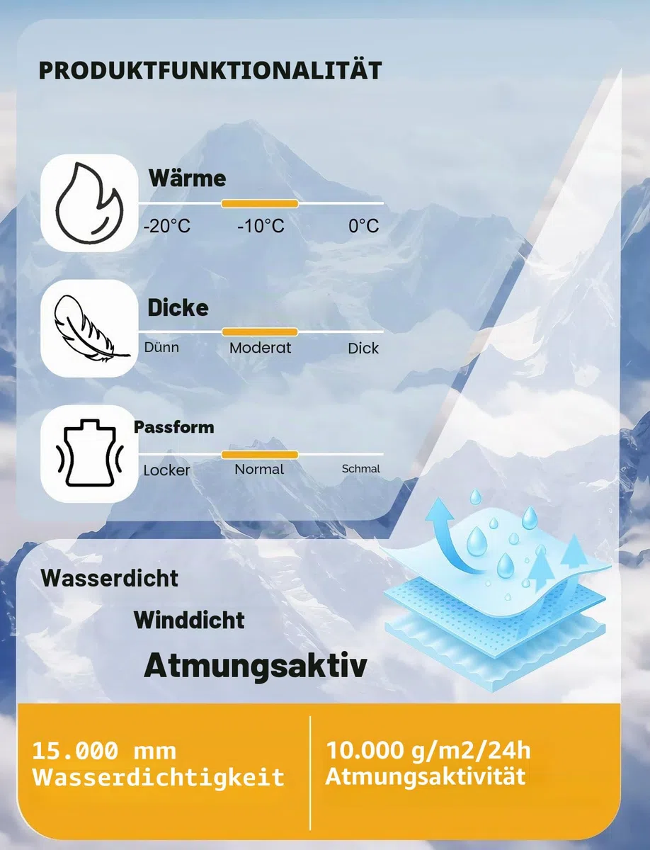 GSOU SNOW Herren Ski Bib Latzhose Skihose Snowboardhose - Multi Pockets Leicht Wasserdicht Winddicht Atmungsaktiv Warm