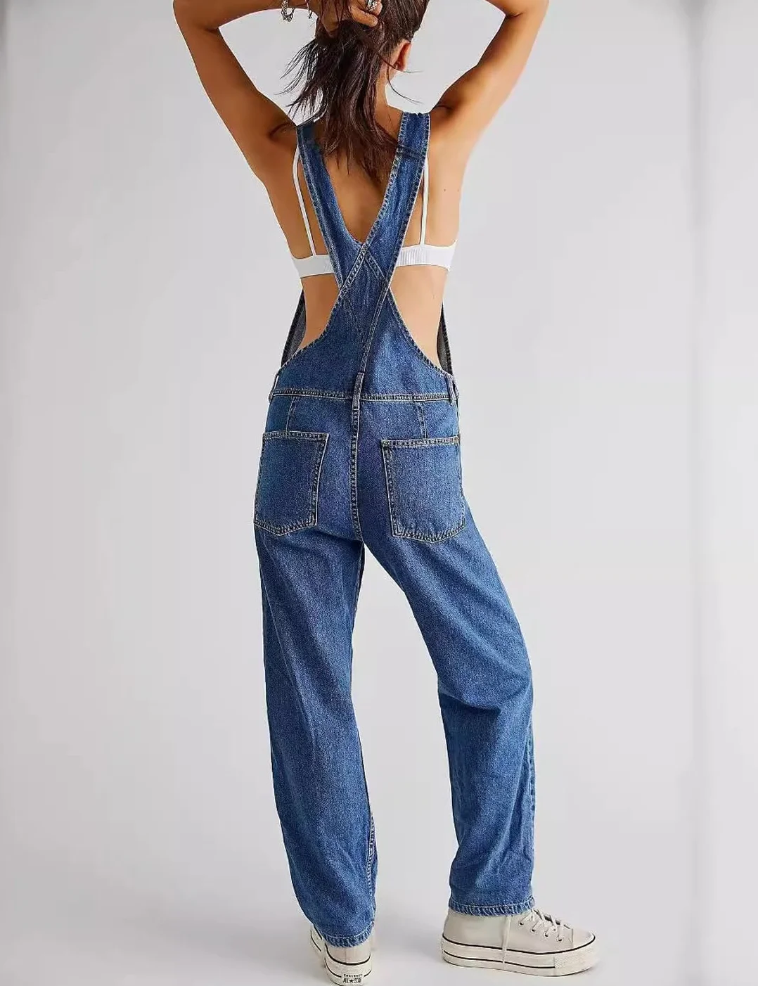 Damen Casual Denim Jean Overalls Lose Verstellbare Träger Baggy Latzhose Bib Romper Jumpsuit Harem Hosen