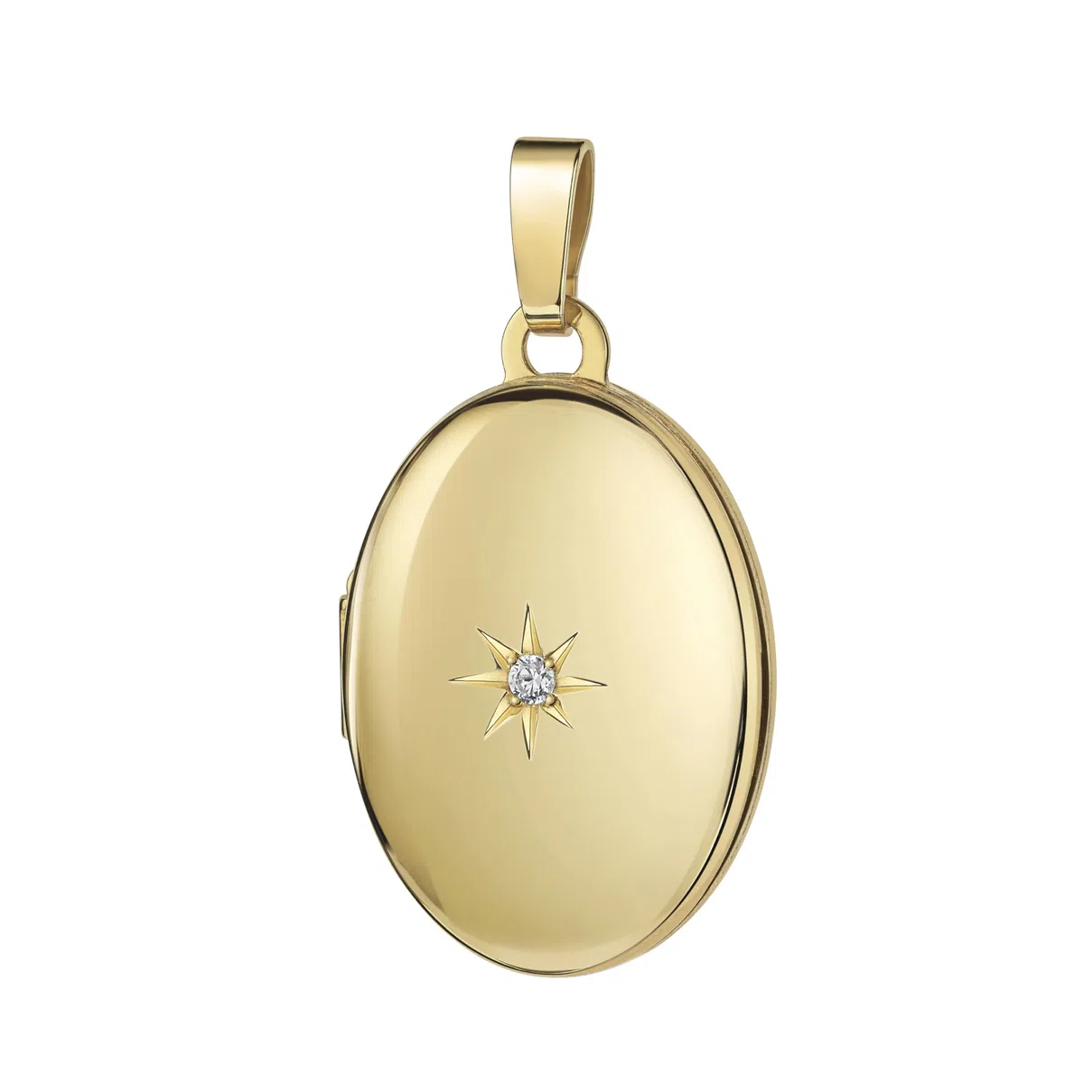 Medaillon Set Gold 333 mit Zirkonia für 2 Bilder Foto Amulett Anhänger oval zum Öffnen für Damen + Schmuck-Etui und Halskette