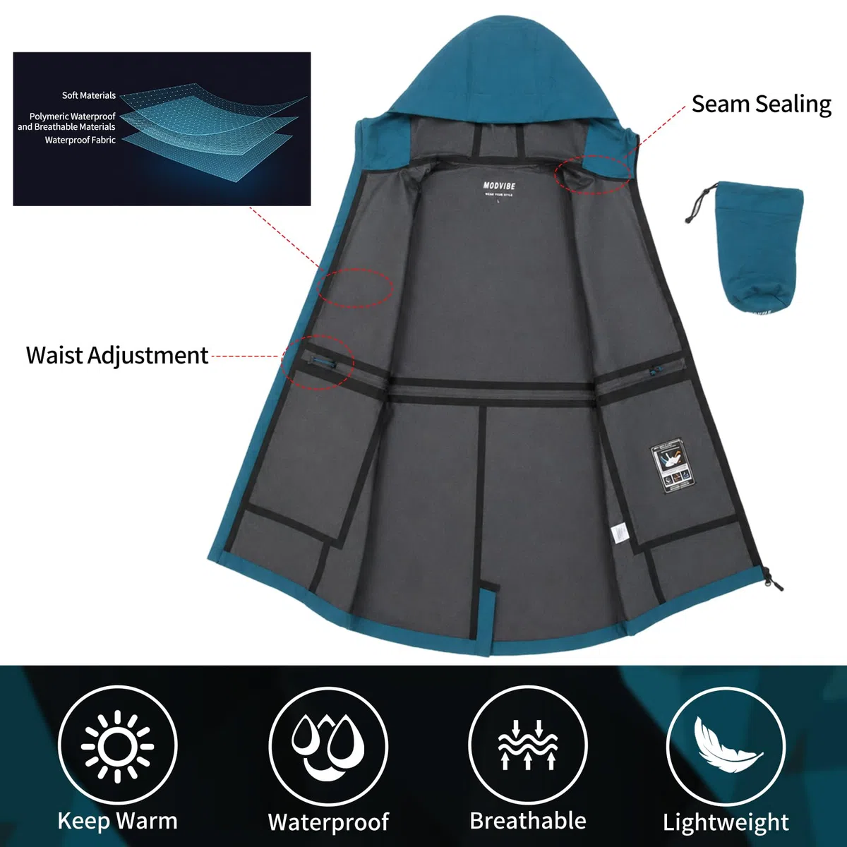 Regenjacke Damen Wasserdicht Atmungsaktiv Regenmantel Damen Wasserdicht Leichte Windbreaker Damen mit Kapuze Regenmantel Damen Lang für Aktivitäten im Freien