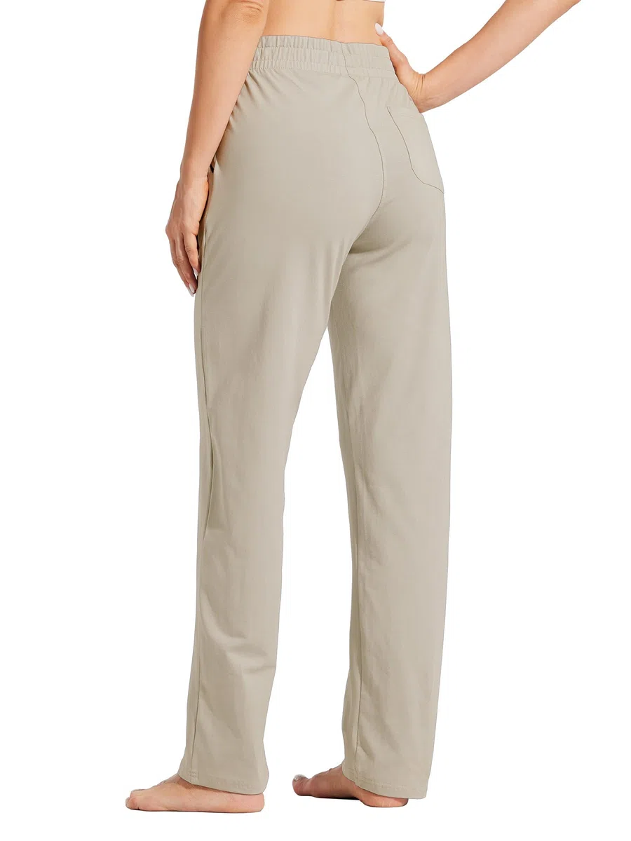 WILLIT Jogginghose Damen Baumwolle Trainingshose Lang Freizeithose Sporthose Yogahose gerades Bein Sport Lounge Sweatpants Kordelzug mit Taschen