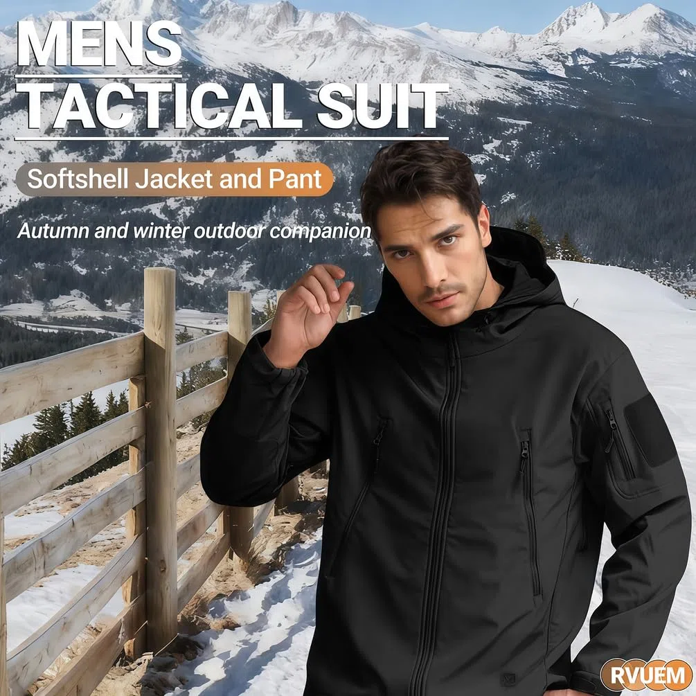 2-Teiliger Snowboard Schneeanzug Softshell Jacke FüR Herren MilitäRische Bekleidung, Kampfanzug Outdoor Skianzug Taktische Jacke Und Hose FüR Skifahren Outdoor Sport