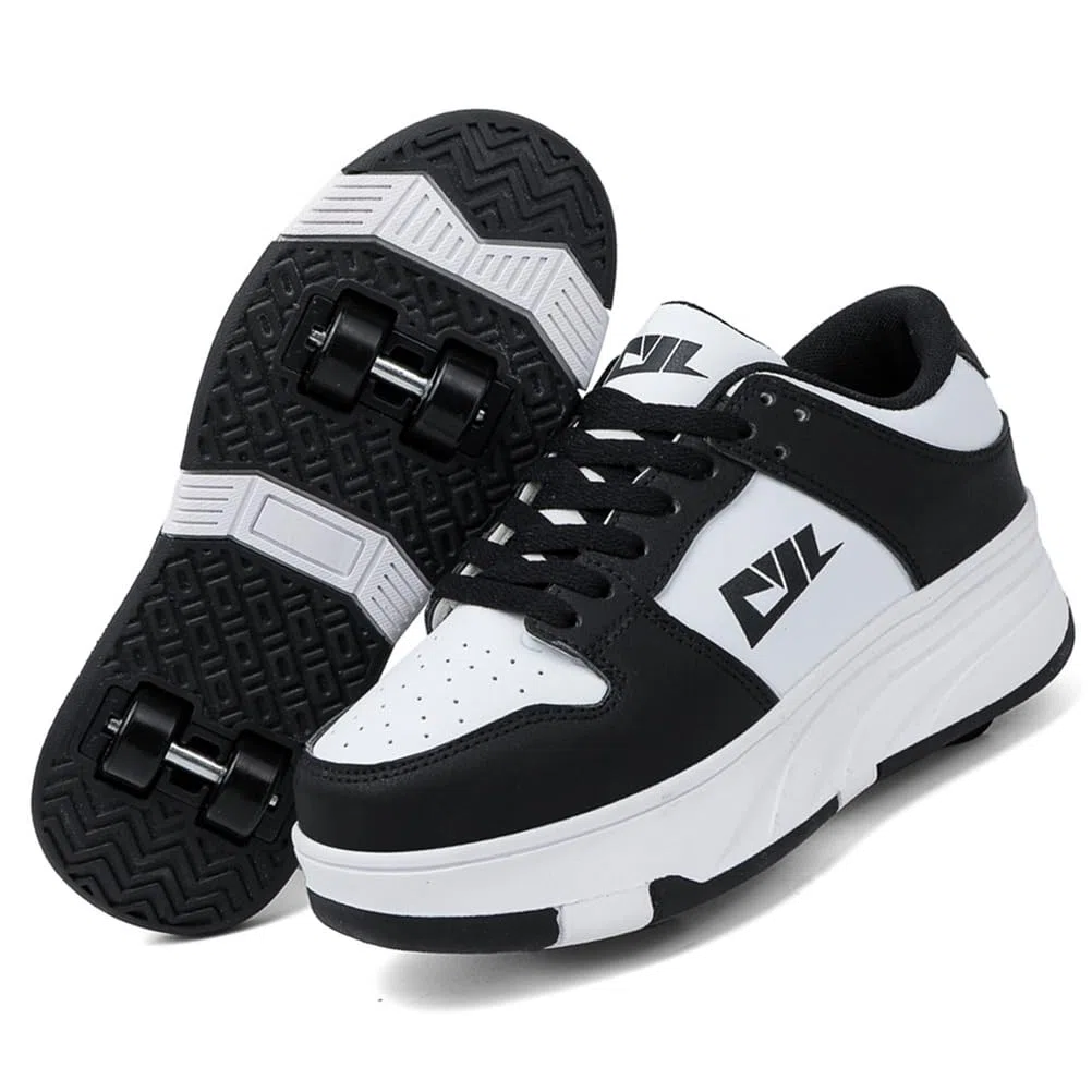 Schuhe mit Rollen für Kinder – 2-in-1 Rollschuhe und Turnschuhe für Jungen & Mädchen, verstellbare Skateboardschuhe