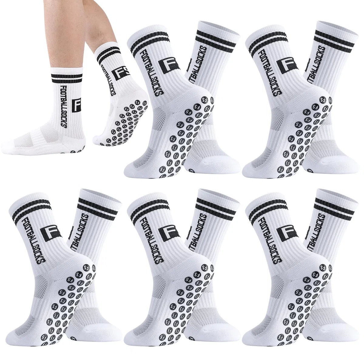 Apricitie 6 Paar Fussball Socken Kinder, Fußballsocken Anti Rutsch Grip Jungen Fußball Socken Rutschfeste Sportsocken für Fussball Basketball Laufen