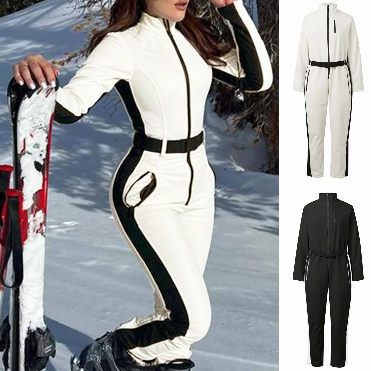 Generisch Thermo Overall Damen Skianzug Wasserdichte Wärmende Winter Schneeanzug Mit ReißVerschluss Bequeme Klassische Weich Skifahrenanzug Sportliche Frauen Skifestival Zweiteiliger
