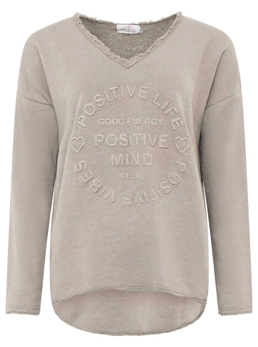 Zwillingsherz Sweatshirt Positiv für Damen Frauen – Hochwertiger Baumwoll Pullover Hoodie Pulli Langarm kuschelig weich Langarmshirt Oversized Sommer