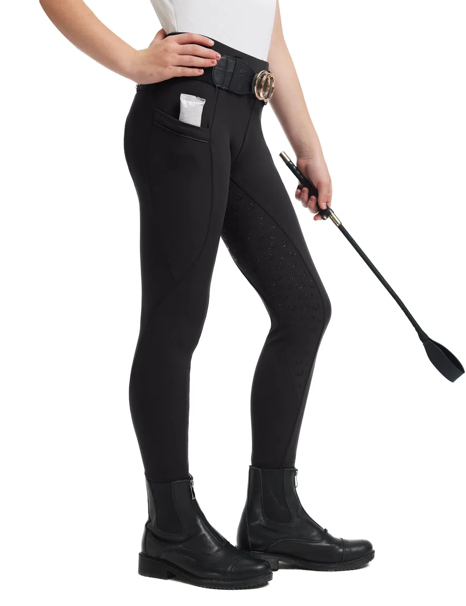 FitsT4 Sports Reithose Mädchen Kinder Silikon Vollbesatz Reitleggings Reiten Hosen Elastische Reiterhosen mit 2 Seitlichen Taschen und Gürtelschlaufen