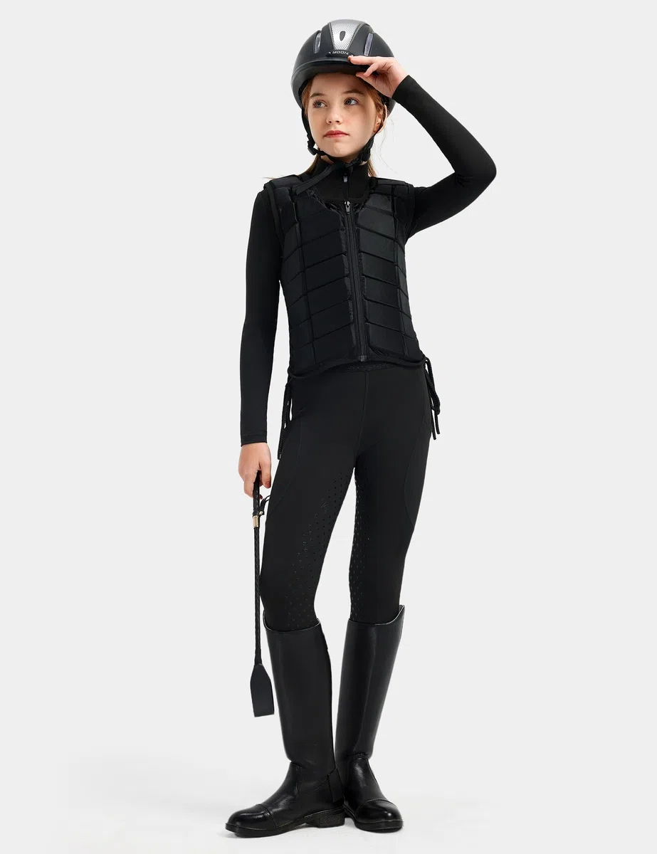 FitsT4 Sports Reitsset für Kinder Mädchen Reithose und Reitsport Oberteil Reitleggings Sommer mit Knie-Patch Silikon und Taschen
