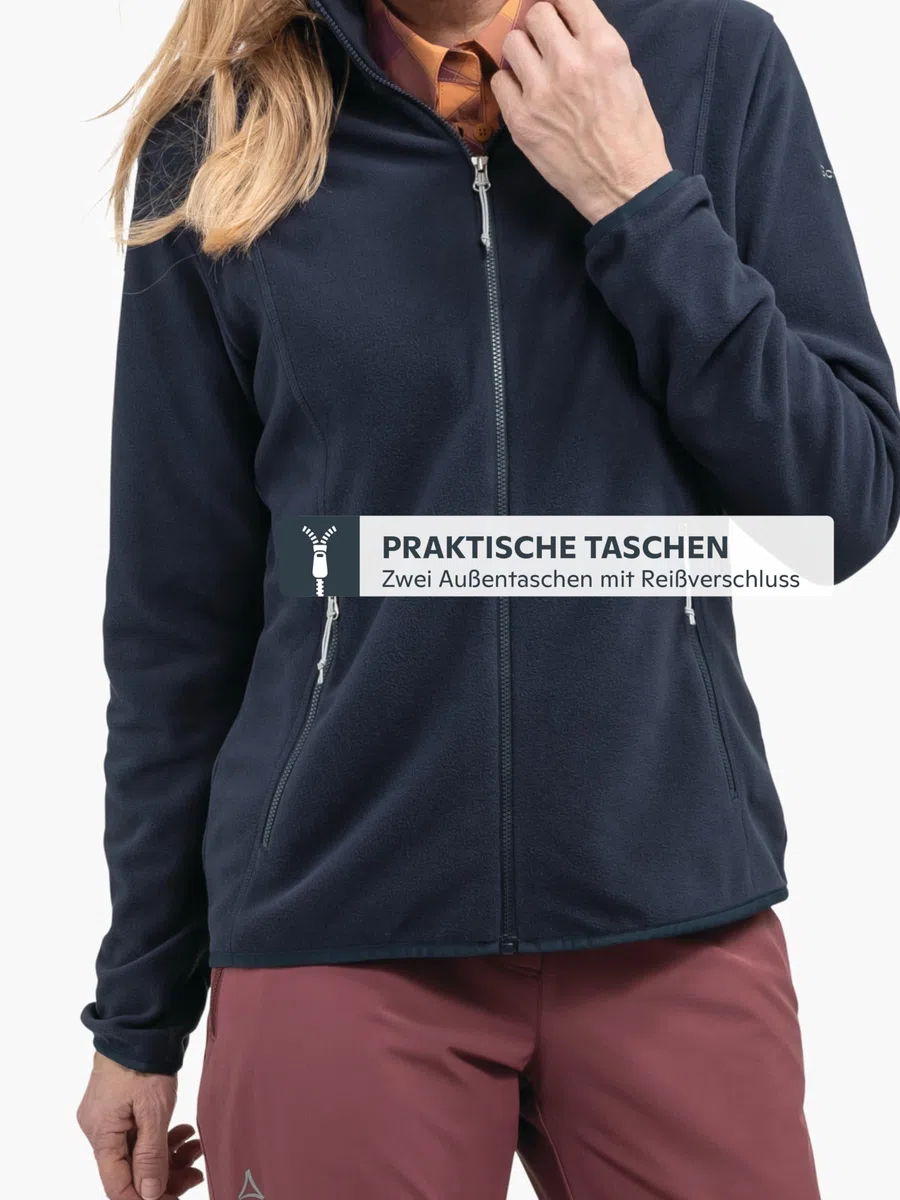 Schöffel Damen Fleece Jk Style Ash WMS, leichte Fleecejacke aus wärmendem Tecnopile, schnelltrocknende Outdoorjacke mit 2-Wege-Stretch