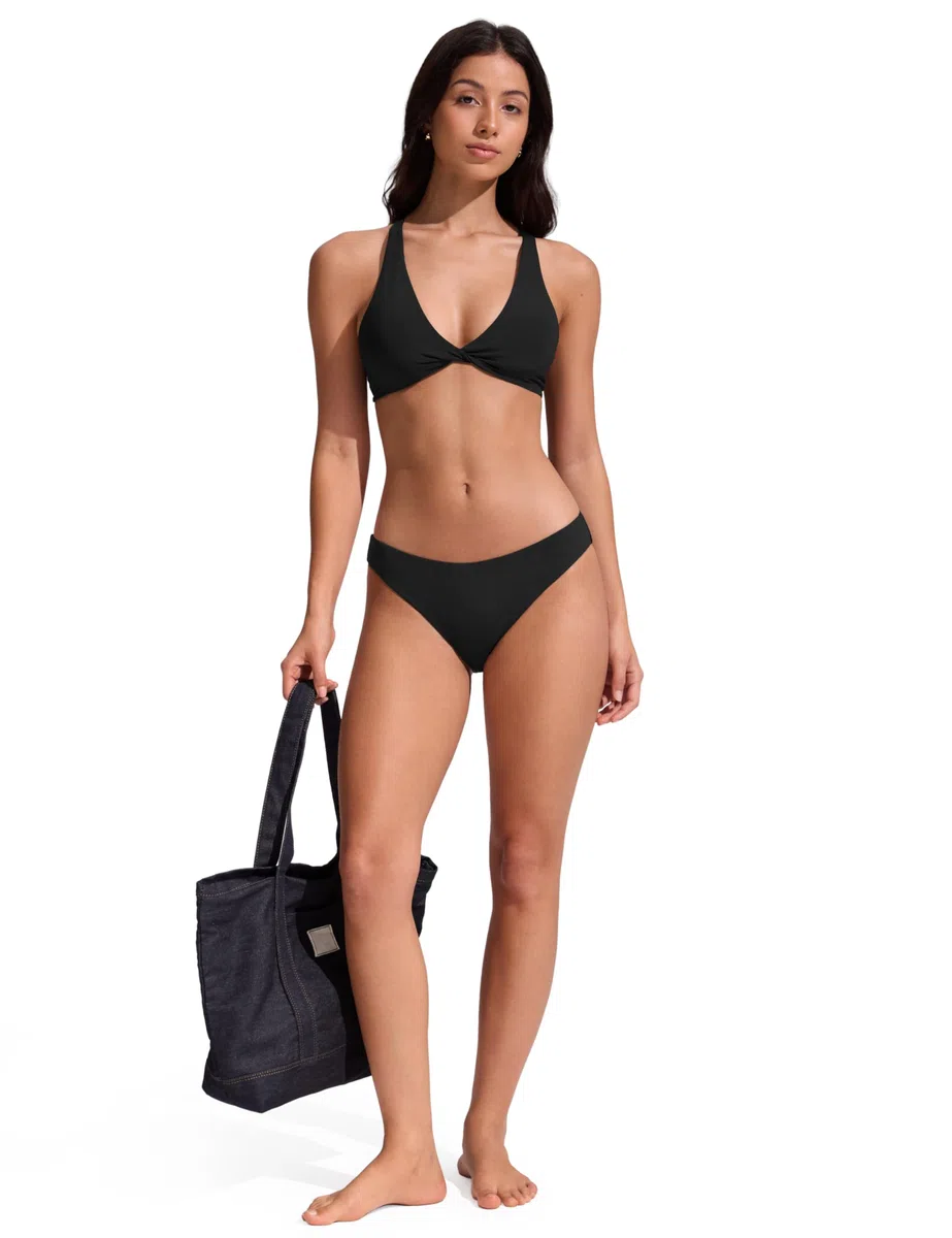 CRZ YOGA Damen Bikini Oberteil Top Bademode Swimsuit Push Up Padded Swim Ruched Wickeloptik Bathing Suits Bikinioberteil
