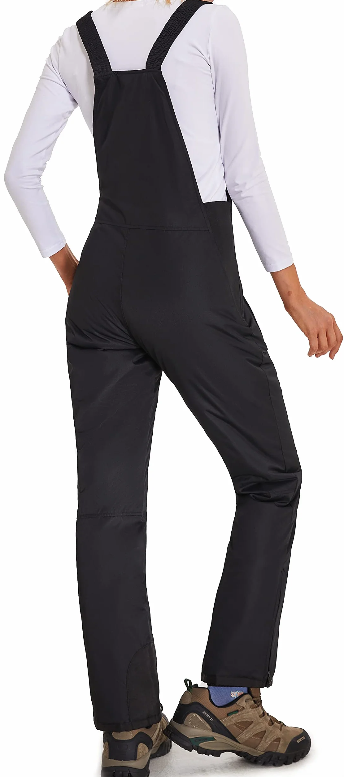 Damen Skihose Latzhose Wasserdicht Softshellhose Overall Winter Warm Gefüttert Schneehose Snowboardhose mit Verstellbaren Hosenträgerhose HXK8668W-Black-M