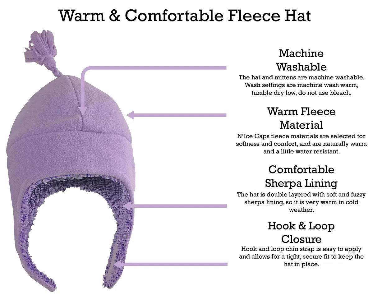 N'Ice Caps Girls Soft Sherpa Lined Micro Fleece Pilot Hat and Mitten Set