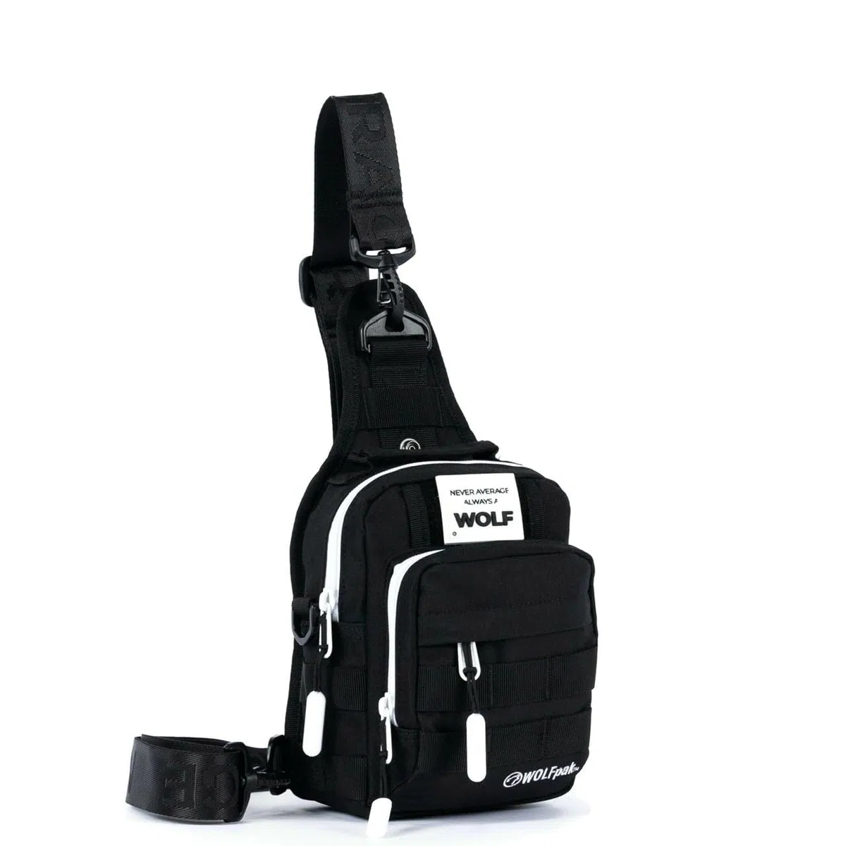 WOLFpak 4L Mini Tactical Sling Bag Crossbody (Alpha Black White Accents) | Reisetasche mit Schnellzugriff, verdeckte Tragetasche, Klett-Panel, verstellbarer Schultergurt, innen Admin-Panel
