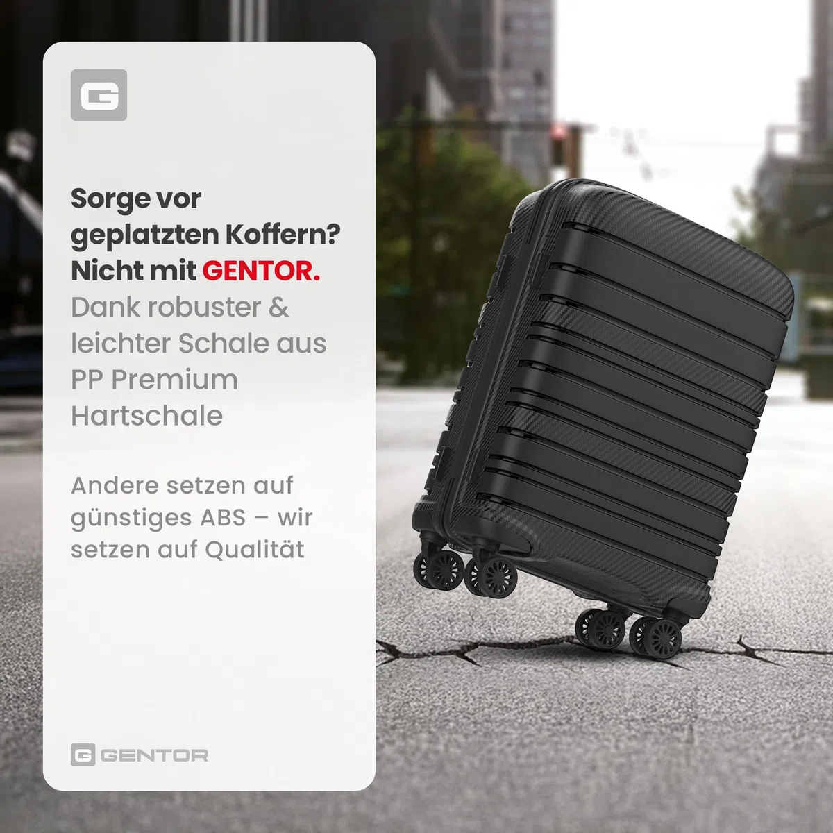GENTOR Reisekoffer groß XL mit Rollen – Hartschalenkoffer 74x49x29 cm – Trolley Koffer mit TSA-Schloss, 4 Leise Rollen, Stabil & Leicht – Rollkoffer für Aufgabegepäck & Urlaub (Schwarz)