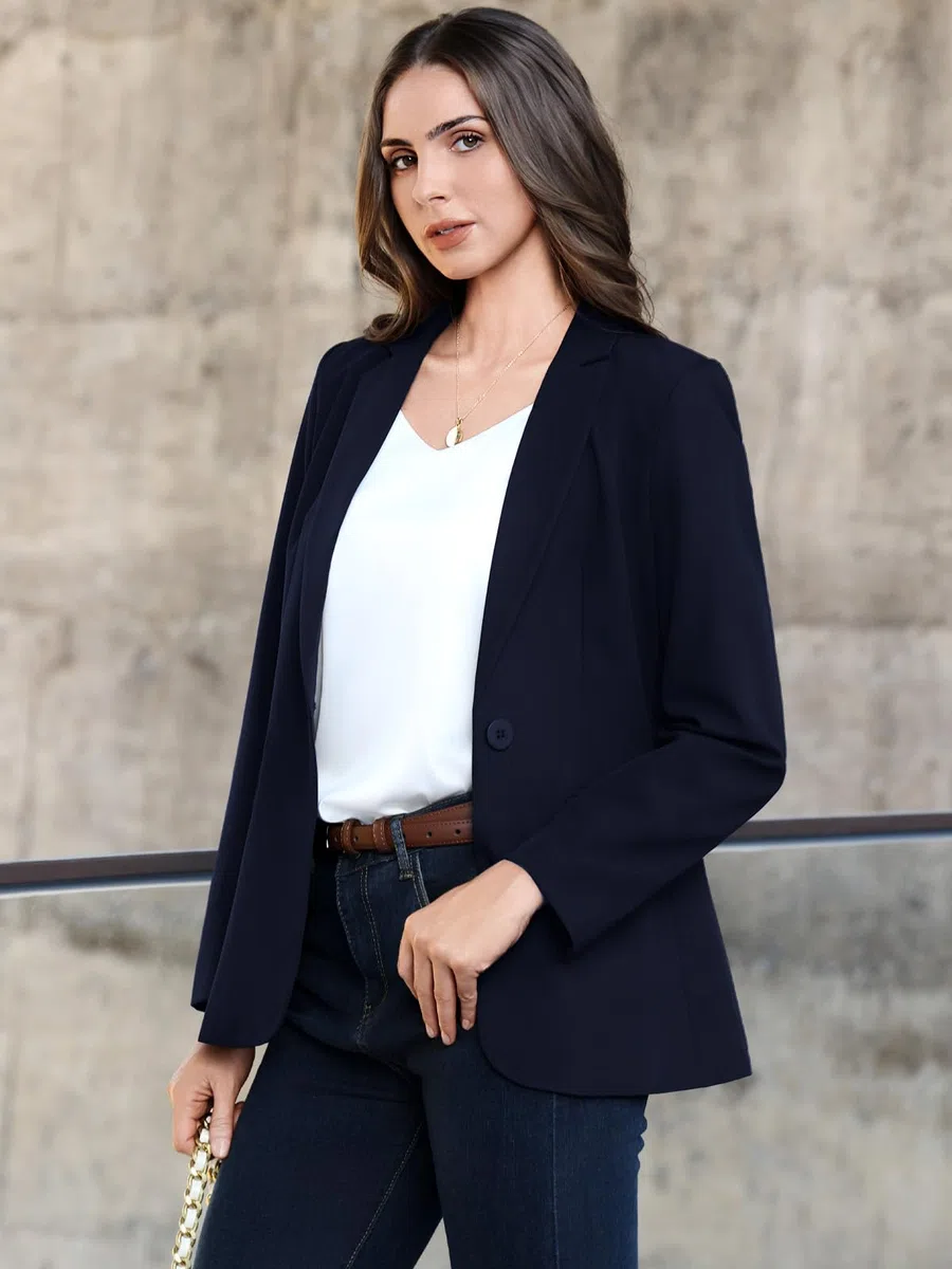 Blazer Damen Business Casual Elegant Damen Jacke Langarm Arbeit Büro Knopf Open Front Jacke mit Taschen