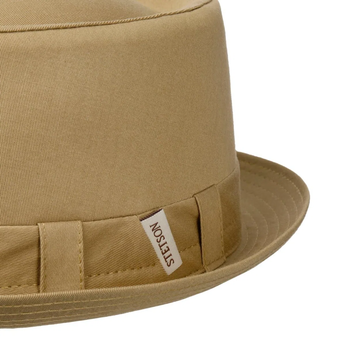 Stetson Cotton Pork Pie Stoffhut Einfarbiger Klassischer Schnitt Made in Italy Damen Herren Frühjahr Sommer