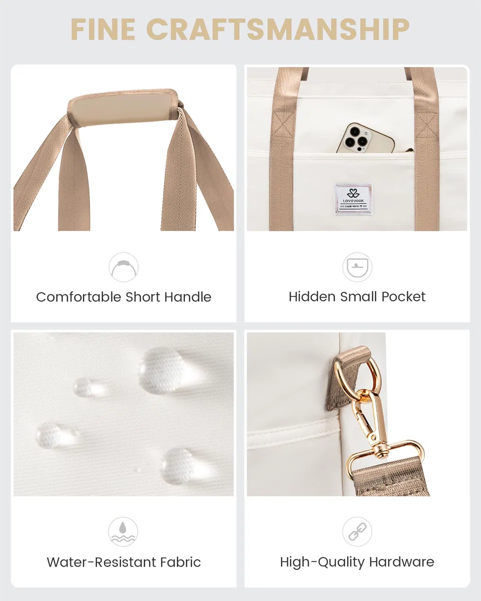 LOVEVOOK Reisetasche Damen, Wasserdicht Weekender Travel Bag mit Schuhfach, Duffle Bag Kliniktasche Geburt Mommy Handgepäck Tasche Saunatasche Gym Sporttasche Schwimmtasche für Reise Ryanair