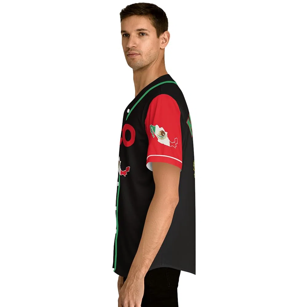 Herren Mexiko Baseball Trikot, Adler Mexiko Baseball Button Down Jersey Shirts, Mexikanische Flagge Baseball Trikots Sportshirt