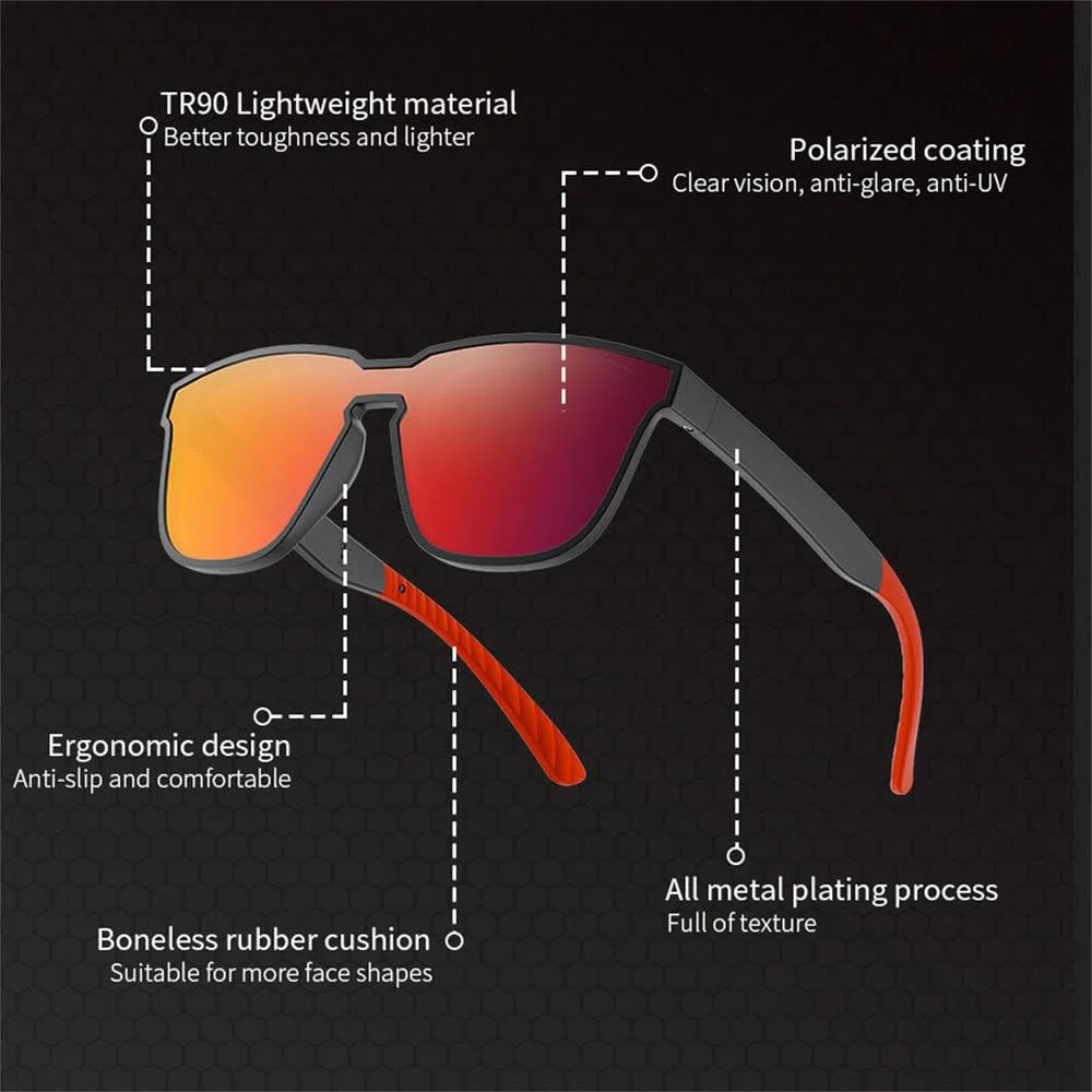 Outdoor-Sport-Sonnenbrille, polarisierte Schutzbrille, große Gläser, UV-Schutz, geeignet für Männer und Frauen zum Laufen, Angeln, Wandern