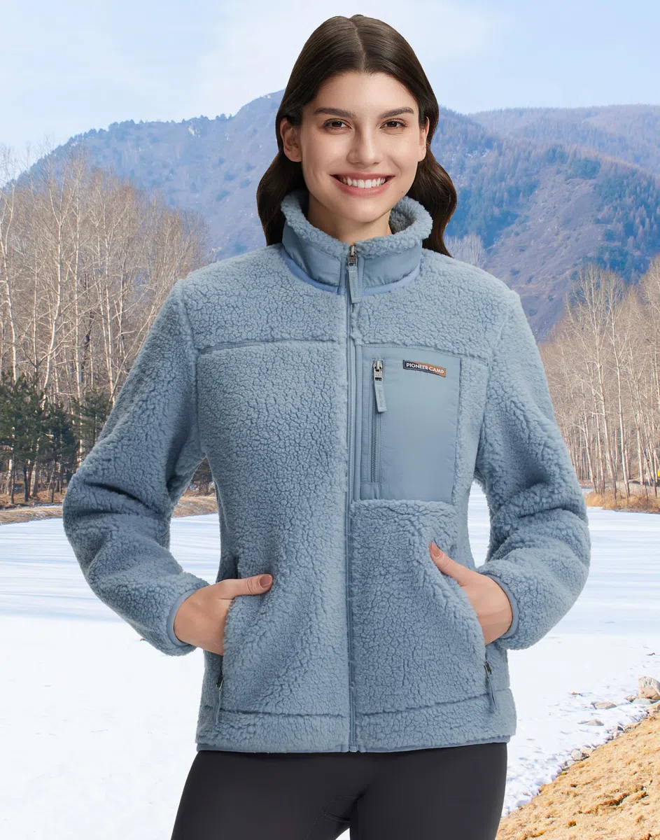 Pioneer Camp Outdoor Fleecejacke für Damen, Windabweisend, Hochwertig (550g), Elastische Bündchen & Saum - Warme Winterjacke für Alpine Aktivitäten & Alltag