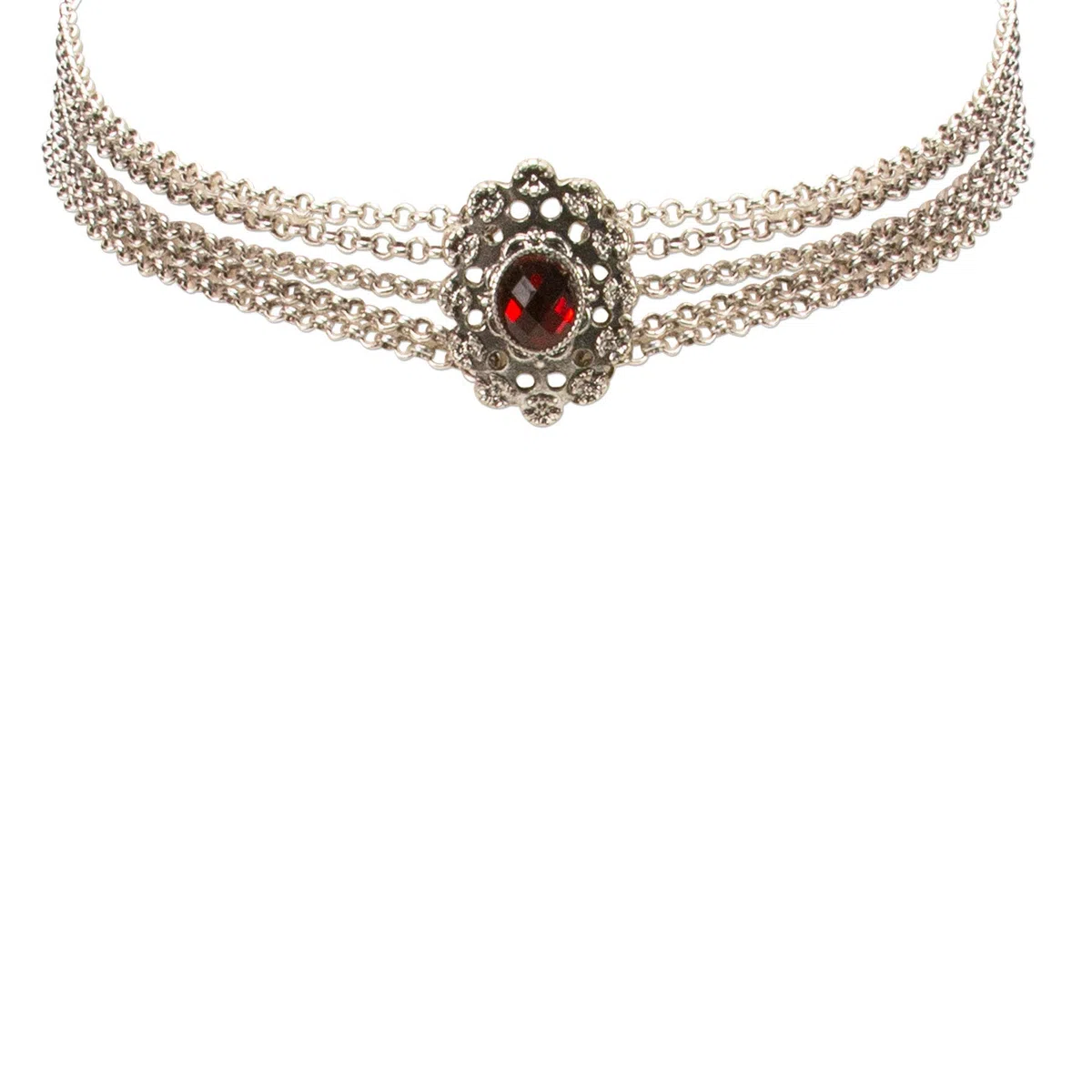 Alpenflüstern Trachten-Metall-Kropfkette Luzia - Elegante Trachtenkette - nostalgischer Damen-Trachtenschmuck, Dirndlkette mit Mittelteil in traditionellen Farben DHK228