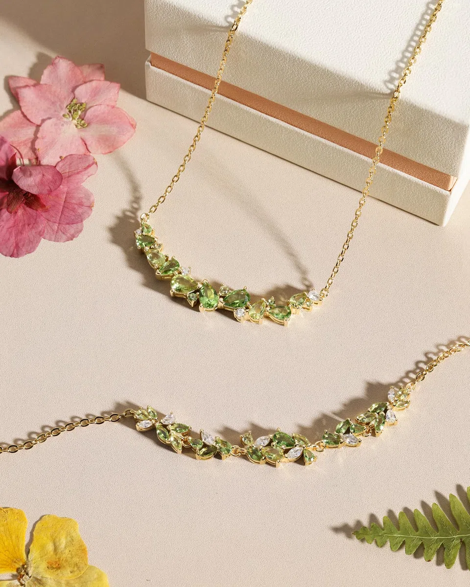 FANCIME Glyzinie Flüstern Schmuck Kollektion Gelbvergoldetes Sterling Silber Simulierter Diamant Halskette Armband Ohrringe Geburtstag Muttertag Hochzeit Schmuck Geschenke für Sie Frauen Mutter Braut