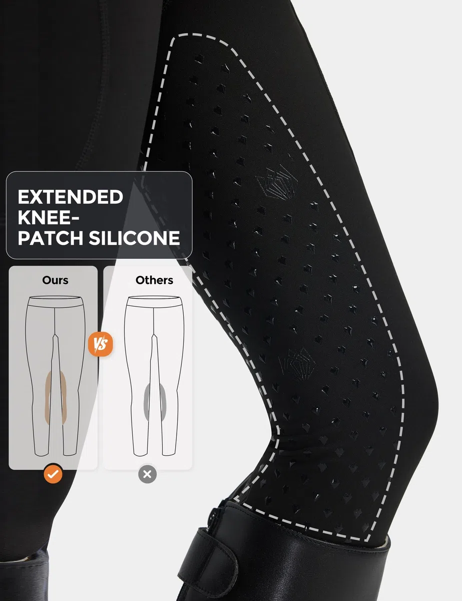 FitsT4 Sports Reitsset für Kinder Mädchen Reithose und Reitsport Oberteil Reitleggings Sommer mit Knie-Patch Silikon und Taschen
