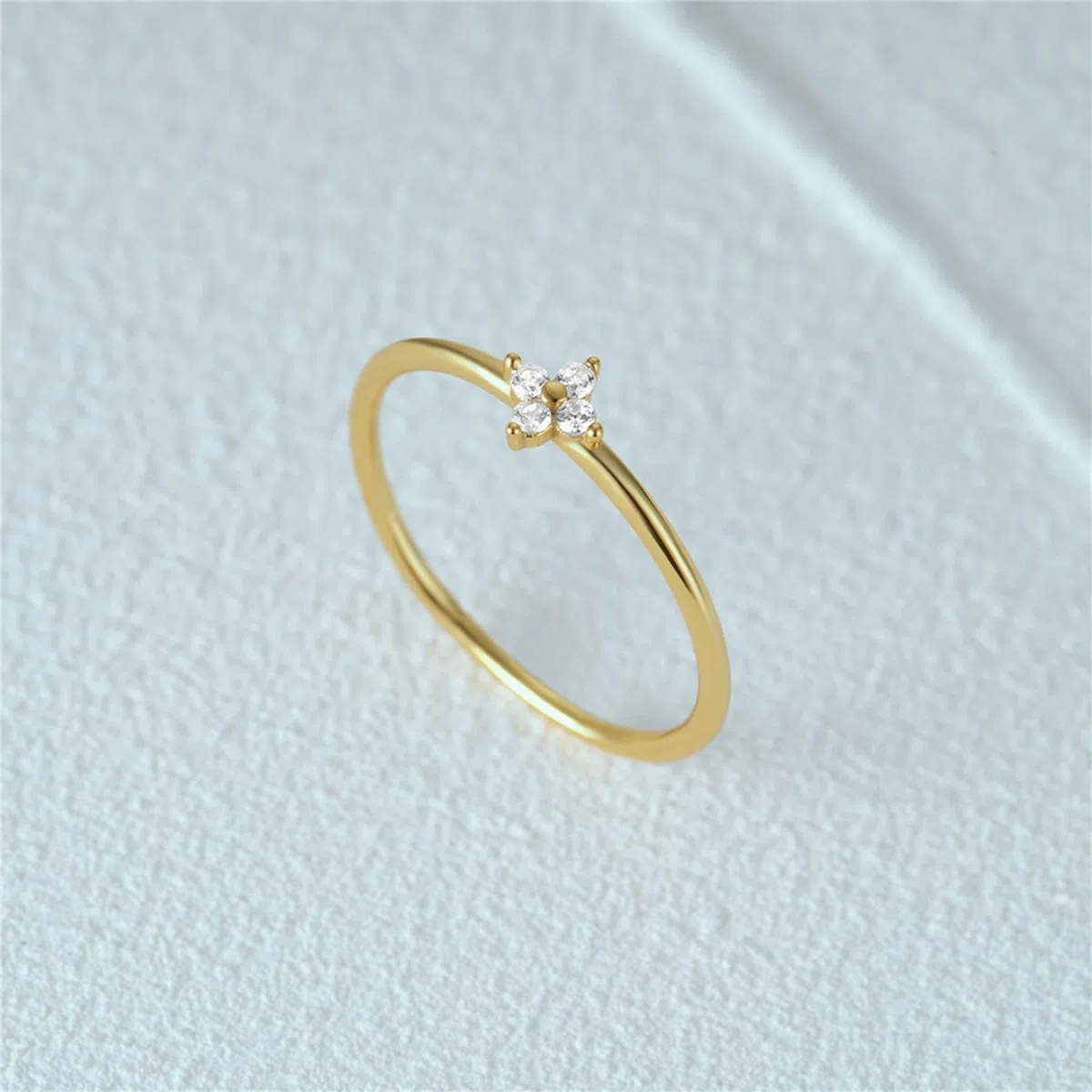 Wycian Deko Ringe Goldener Ring Modeschmuck 9K/14K Gelbgold Au375/Au585 Runde Form Moissanit Vorsteckring für Tante Elegant Schmuck Geschenk